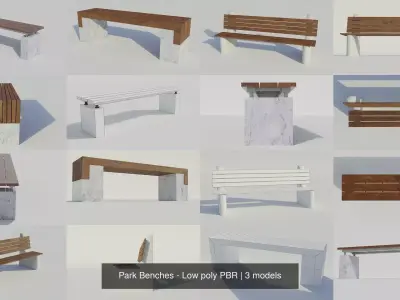 Park Benches - Low poly PBR 3D Model Pack