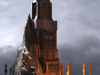 Dark Ages Fort Tower Kitbash 3D model