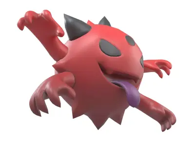 Cartoon Four Hands Ghost Character v1 003 Low-poly 3D model