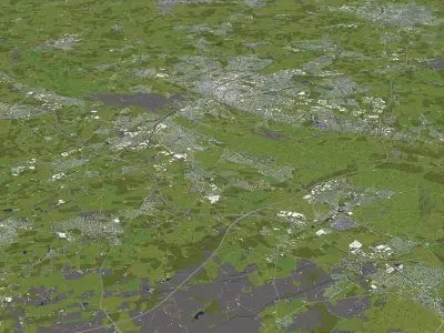 Bielefeld Germany 50x50km 3D City Map 3D model