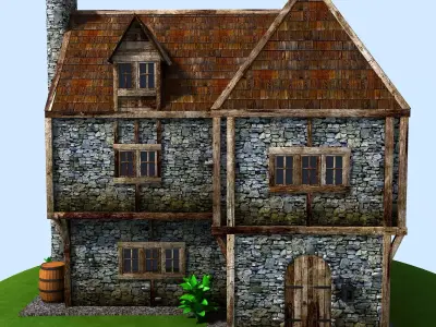 Medieval house Low-poly 3D model