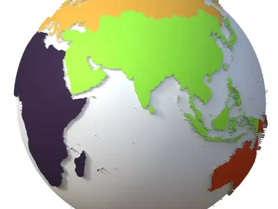  Earth Continents Globe Low-poly 3D model
