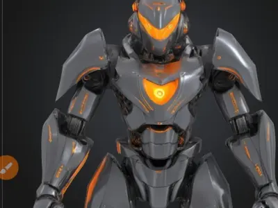 High quality sci-fi robot  Low-poly 3D model