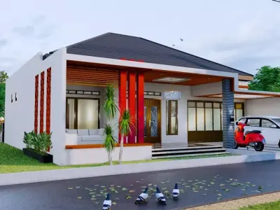 1 Floor Modern House Design Full Interior Paket 3D model