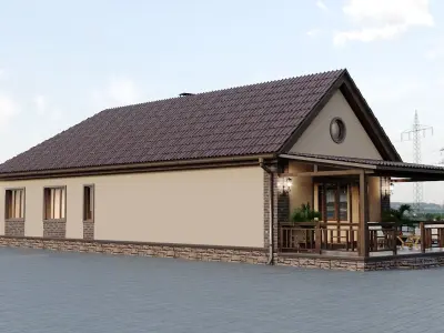 House with patio and porch 3D model