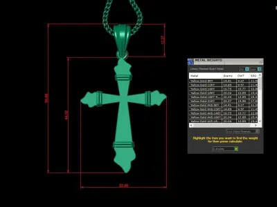 Light Gold 18K Cross Pendant 2CP074 3D print model