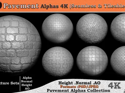 100 Pavement Alphas Collection Seamless  Tileable VOL 05 Texture