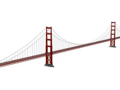 Steel Suspension Golden Gate Bridge 3D model