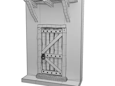 Rustic Wood Door Low-Poly  Low-poly 3D model