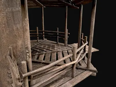 Wooden Tree House Shelters and Platforms 4 Low-poly 3D model