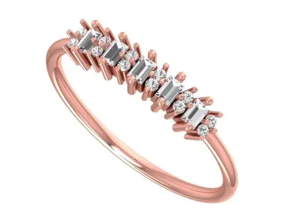 Solitaire Women Light Weight Baguette Band Ring 3D print model