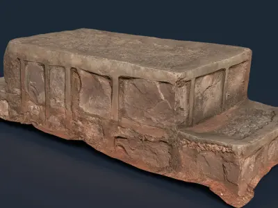 Concrete Road Block Low-poly 3D model
