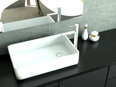 BATHROOM 2 modern with window overlooking sea 3D model