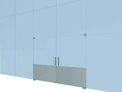 Frameless Curtain Wall Panel Glass Door 3D model