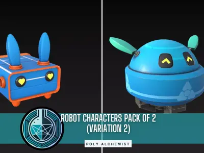 Robot Characters Pack Of 2 - Variation 2 - Textured  Low-poly 3D model