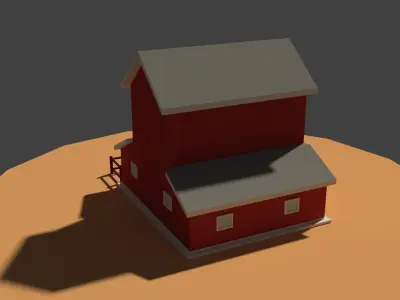Low Poly Cartoony Granary Low-poly 3D model