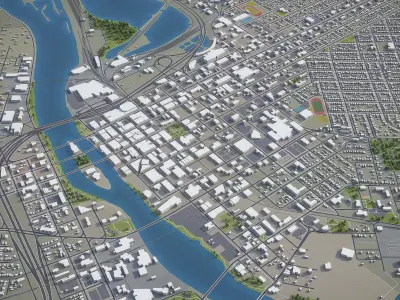 Cedar Rapids - 3D City Model Low-poly 3D model