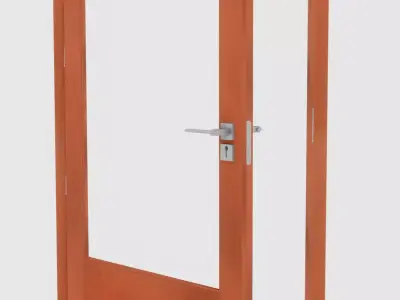 EUDoor2 wooden door with glass window Free 3D model