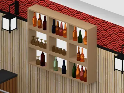Japanese Restaurant Low-poly 3D model