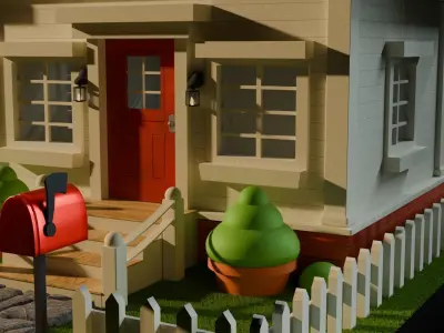 Wooden House Low-poly 3D model