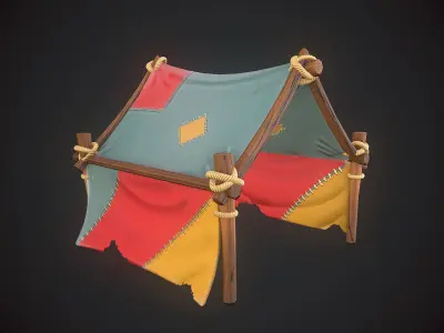 Stylized Tent Low-poly 3D model