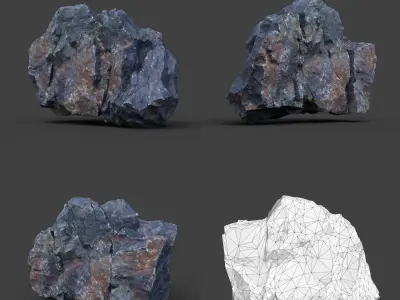 Low poly Ultra HD Sharp Cliff Modular Rock 220405 Low-poly 3D model