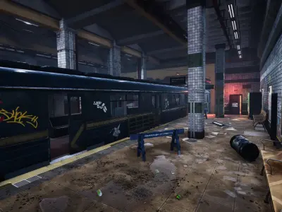 Subway Station Environment Low-poly 3D model