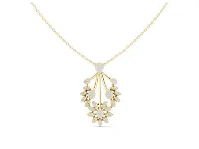 Floral Diamond Drop Pendant Luxury Flower Necklace CAD 3D print model