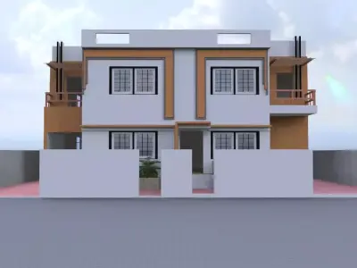 Modern Duplex Villa A133  3D Model  DWG  Renders 3D model