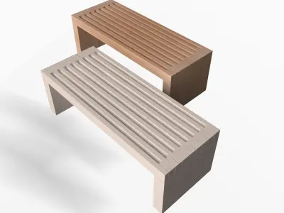 Simple Wooden Bench Low-poly 3D model