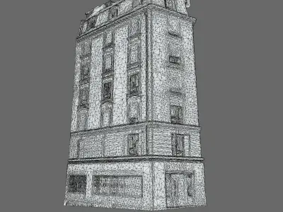 Paris building facade 02 3D model