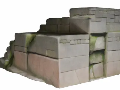 Ancient Incan Stone Staircase 3D Model FBX OBJ Low-poly 3D model