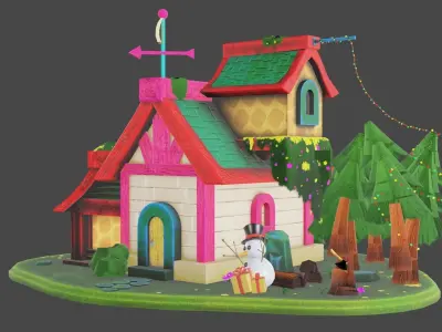 Christmas House  Low-poly 3D model