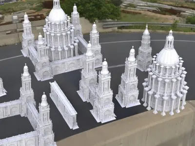 Gothic Cathedral City architecture Kitbash 3D model
