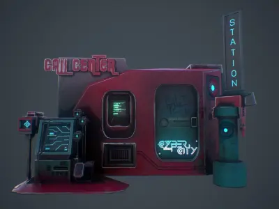 Sci-fi Call Center Low-poly 3D model