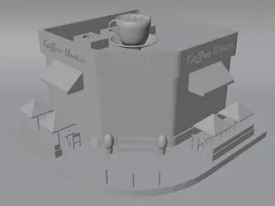 Coffee Shop Low-poly 3D model
