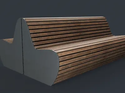 Modern Outdoor Bench 18 PBR Game Ready Low-poly 3D model