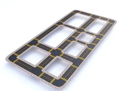 Modular Road Low-poly 3D model