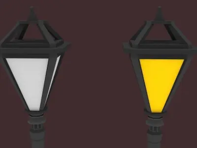 Lampost two street lamps Low-poly 3D model