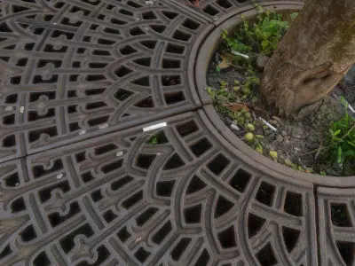 Round metal tree grille grate guard Low-poly 3D model