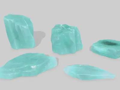 Ice Set aquamarine crystal Low-poly 3D model purchase