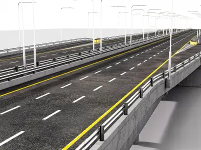 Highway Interchange 3D model Low-poly 3D model