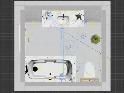Bathroom with vanity and mirror 3D model