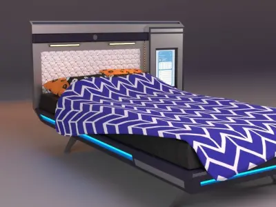 Futuristic Bed Low-poly 3D model