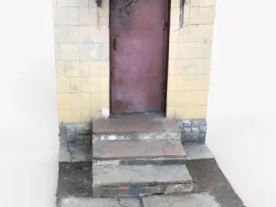 3D scan of stairs to old door industrial building Low-poly 3D model