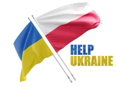 Flag Poland Ukraine Support 3D model