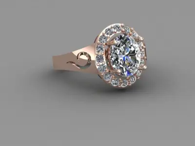 Rose Gold Women Diamond Ring 3D print model 3D print model 51