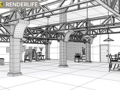 Warehouse interior 3D model