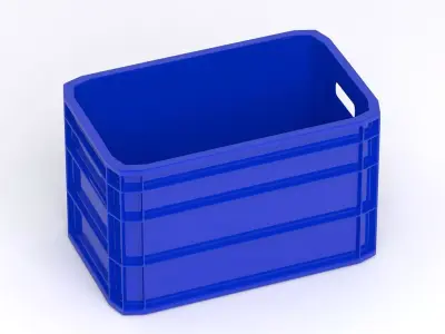 Portable Plastic Crate Blue 3D model