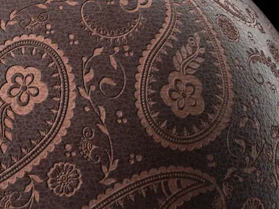 Leather Materials 21- by Ornament Pattern Sbsar Pbr 4k Seamless Texture